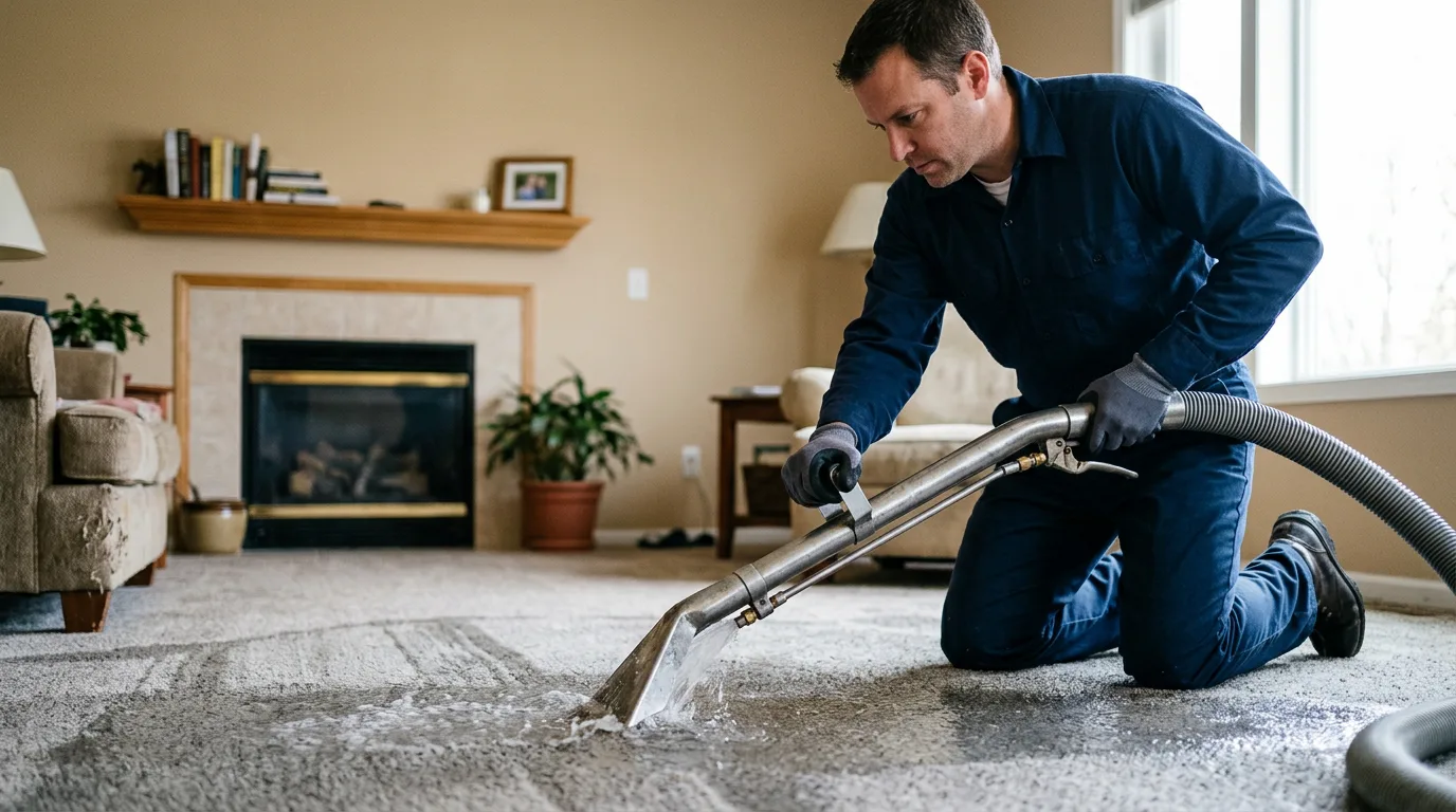 Water damage restoration technician working near Tom Bean, TX